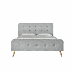 Cadre De Lit 160 X 200 Cm X 200 Cm En Tissu Gris Clair -Doublures De Lit Soldes 2024 cadre de lit 160 x 200 cm x 200 cm en tissu gris clair 4