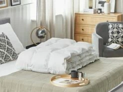 Couette En Coton Ciré Blanc 220x155cm -Doublures De Lit Soldes 2024 couette en coton cire blanc 220x155cm 1