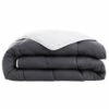 Couette Tempérée 240 X 260 Cm Polyester Bicolore Gris Et Blanc