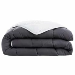 Couette Tempérée 240 X 260 Cm Polyester Bicolore Gris Et Blanc