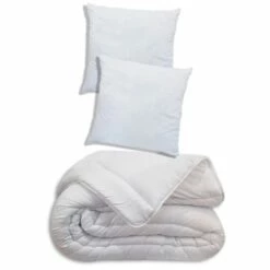 Couette Tempérée 240x260 2 Oreillers Polyester 60x60 Pour Lit 160x200