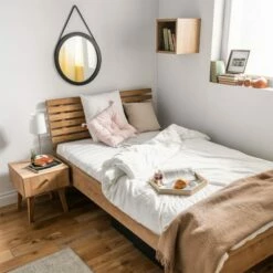 VOX Lit 120x200cm Tête Ajourée Naturel -Doublures De Lit Soldes 2024 lit 120x200cm tete ajouree naturel 1