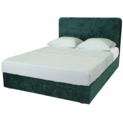 Lit 140 X 190 En Velours Vert + Tête De Lit Et Sommier -Doublures De Lit Soldes 2024 lit 140 x 190 en velours vert tete de lit et sommier 5