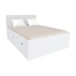 Lit 140x190 Inclus 2 Chevet Et 2 Tiroirs Zenia Blanc