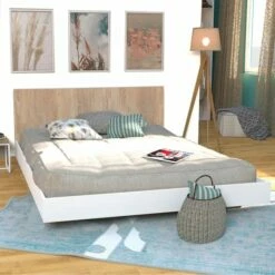 Lit 140x190 Sommier Inclus Cora Blanc Et Naturel Blanchi -Doublures De Lit Soldes 2024 lit 140x190 sommier inclus cora blanc et naturel blanchi 1