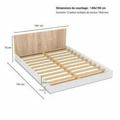 Lit 140x190 Sommier Inclus Cora Blanc Et Naturel Blanchi -Doublures De Lit Soldes 2024 lit 140x190 sommier inclus cora blanc et naturel blanchi 2