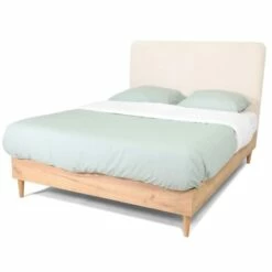 Lit 140x190 + Sommier + Tête De Lit En Velours Côtelé Beige -Doublures De Lit Soldes 2024 lit 140x190 sommier tete de lit en velours cotele beige 5