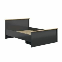 Lit 140x200 Gris Anthracite Et Naturel -Doublures De Lit Soldes 2024 lit 140x200 gris anthracite et naturel 2