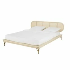 Lit 160x200 En Pin Massif Et Cannage En Rotin Tressé -Doublures De Lit Soldes 2024 lit 160x200 en pin massif et cannage en rotin tresse 1000 5 28 209292 2