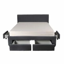 Lit 160x200 Sommier Inclus Et 4 Tiroirs Côme Girs Foncé