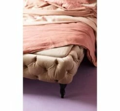 Lit 160x200cm Capitonné En Velours Beige -Doublures De Lit Soldes 2024 lit 160x200cm capitonne en velours beige 2
