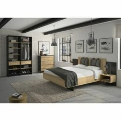 Lit 180x200 Chevet Noir Naturel 11 Lit 180x200 Chevet Noir Naturel -Doublures De Lit Soldes 2024 lit 180x200 chevet noir naturel 5