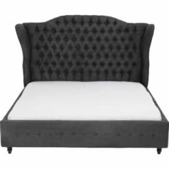 Lit 180x200 En Velours Gris