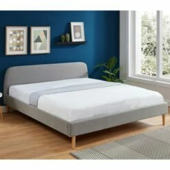 Lit 180x200 Gris Clair Avec Sommier à Lattes Et Tête De Lit -Doublures De Lit Soldes 2024 lit 180x200 gris clair avec sommier a lattes et tete de lit 2