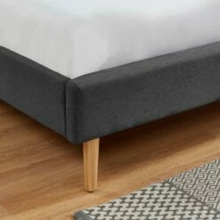 Lit 180x200 Gris Foncé Avec Sommier à Lattes Et Tête De Lit -Doublures De Lit Soldes 2024 lit 180x200 gris fonce avec sommier a lattes et tete de lit 4