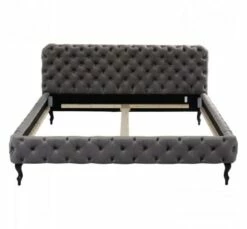 Lit 180x200cm Capitonné En Velours Gris -Doublures De Lit Soldes 2024 lit 180x200cm capitonne en velours gris 4