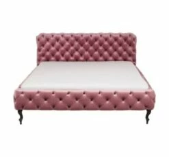 Lit 180x200cm Capitonné En Velours Gris -Doublures De Lit Soldes 2024 lit 180x200cm capitonne en velours rose desire