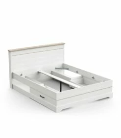 Lit 2 Tiroirs Et 2 Niches 160x200 Cm Blanc -Doublures De Lit Soldes 2024 lit 2 tiroirs et 2 niches 160x200 cm blanc 2