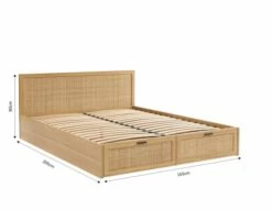 Lit à Tiroirs Cannage Rotin 160x200 Sommier Inclus -Doublures De Lit Soldes 2024 lit a tiroirs cannage rotin 160x200 sommier inclus 2