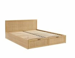 Lit à Tiroirs Cannage Rotin 160x200 Sommier Inclus -Doublures De Lit Soldes 2024 lit a tiroirs cannage rotin 160x200 sommier inclus 5