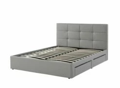 Lit à Tiroirs Simili Gris 160x200 Sommier Inclus -Doublures De Lit Soldes 2024 lit a tiroirs simili gris 160x200 sommier inclus 4