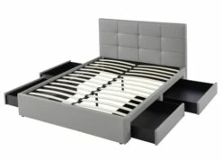 Lit à Tiroirs Simili Gris 160x200 Sommier Inclus -Doublures De Lit Soldes 2024 lit a tiroirs simili gris 160x200 sommier inclus 5