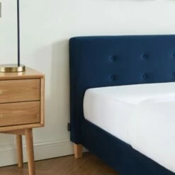 Lit Adulte 140x190 Avec Tête De Lit Capitonnée En Velours Bleu Foncé -Doublures De Lit Soldes 2024 lit adulte 140x190 avec tete de lit capitonnee en velours bleu fonce 3