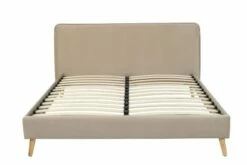 Lit Avec Sommier 2 Places En Tissu Beige Sable 160x200