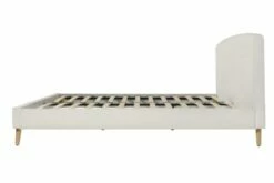 Lit Avec Sommier 2 Places En Tissu Ecru 160x200 -Doublures De Lit Soldes 2024 lit avec sommier 2 places en tissu ecru 160x200 4