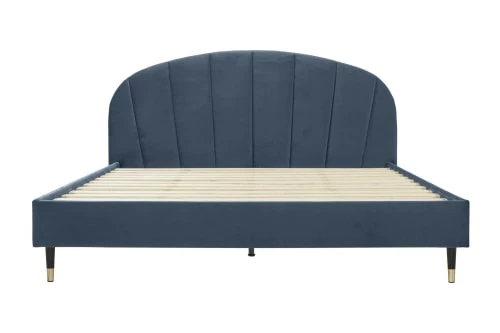 Lit Avec Sommier 2 Places En Velours Bleu Gris 160x200 1 Lit Avec Sommier 2 Places En Velours Bleu Gris 160x200