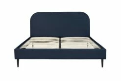 Lit Avec Sommier 2 Places En Velours Côtelé Bleu Nuit 160x200