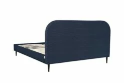 Lit Avec Sommier 2 Places En Velours Côtelé Bleu Nuit 160x200 -Doublures De Lit Soldes 2024 lit avec sommier 2 places en velours cotele bleu nuit 160x200 5