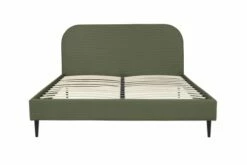 Lit Avec Sommier 2 Places En Velours Côtelé Kaki 160x200