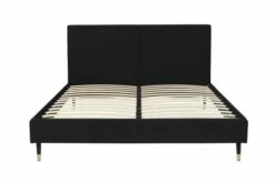 Lit Avec Sommier 2 Places En Velours Noir Charbon 160x200