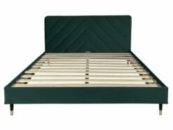 Lit Avec Sommier 2 Places En Velours Vert Bouteille 160x200