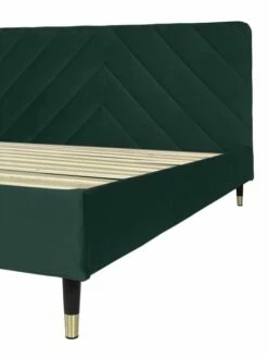Lit Avec Sommier 2 Places En Velours Vert Bouteille 160x200 -Doublures De Lit Soldes 2024 lit avec sommier 2 places en velours vert bouteille 160x200 6