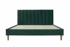 Lit Avec Sommier 2 Places En Velours Vert Foncé 140x190 -Doublures De Lit Soldes 2024 lit avec sommier 2 places en velours vert fonce 140x190 3