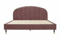 Lit Avec Sommier 2 Places En Velours Vieux Rose 140x190