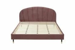 Lit Avec Sommier 2 Places En Velours Vieux Rose 140x190 -Doublures De Lit Soldes 2024 lit avec sommier 2 places en velours vieux rose 140x190 3