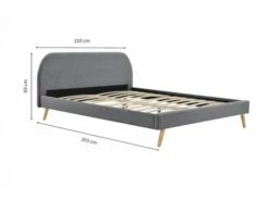 Lit Avec Sommier à Lattes En Tissu Gris Foncé, 140 X 190 Cm -Doublures De Lit Soldes 2024 lit avec sommier a lattes en tissu gris fonce 140 x 190 cm 5