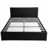 Lit Avec Sommier Relevable à Lattes En Simili Noir, 140 X 190 Cm