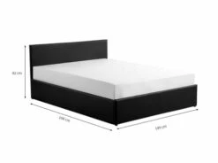 Lit Avec Sommier Relevable à Lattes En Simili Noir, 140 X 190 Cm -Doublures De Lit Soldes 2024 lit avec sommier relevable a lattes en simili noir 140 x 190 cm 3