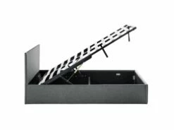 Lit Avec Sommier Relevable à Lattes En Tissu Gris Foncé, 160 X 200 Cm -Doublures De Lit Soldes 2024 lit avec sommier relevable a lattes en tissu gris fonce 160 x 200 cm 3