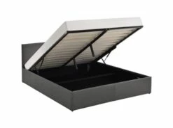 Lit Avec Sommier Relevable à Lattes En Tissu Gris Foncé, 160 X 200 Cm -Doublures De Lit Soldes 2024 lit avec sommier relevable a lattes en tissu gris fonce 160 x 200 cm 4