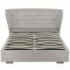 Lit Avec Tête De Lit, Sommier, Coffre En Tissu Gris Clair, 140 X 190