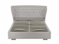 Lit Avec Tête De Lit, Sommier, Coffre En Tissu Gris Clair, 140 X 190