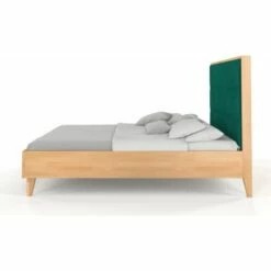 Lit Avec Tête De Lit Sommier Hêtre Massif Vert 160x200cm -Doublures De Lit Soldes 2024 lit avec tete de lit sommier hetre massif vert 160x200cm 3