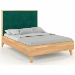 Lit Avec Tête De Lit Sommier Hêtre Massif Vert 180x200cm