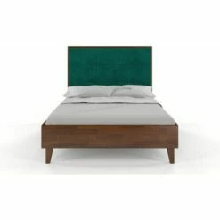 Lit Avec Tête De Lit Sommier Noyer Massif Vert 200x200cm -Doublures De Lit Soldes 2024 lit avec tete de lit sommier noyer massif vert 200x200cm 1