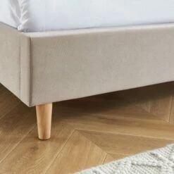 Lit Capitonné En Velours 140x190cm Beige -Doublures De Lit Soldes 2024 lit capitonne en velours 140x190cm beige 4